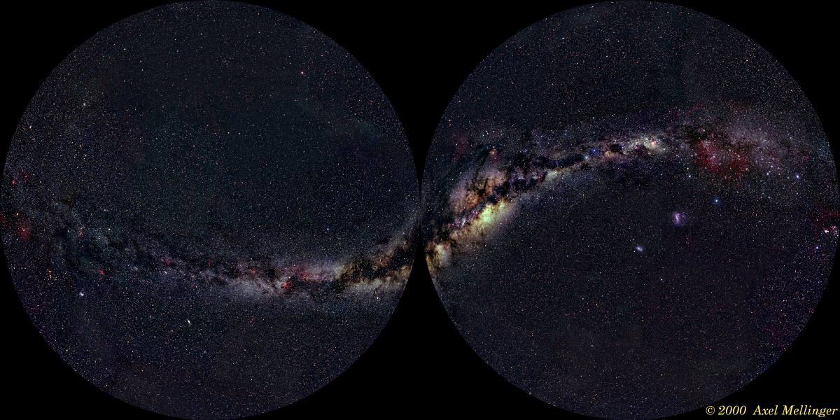 Panoráma Galaxie - ekvidistantní azimutální projekce