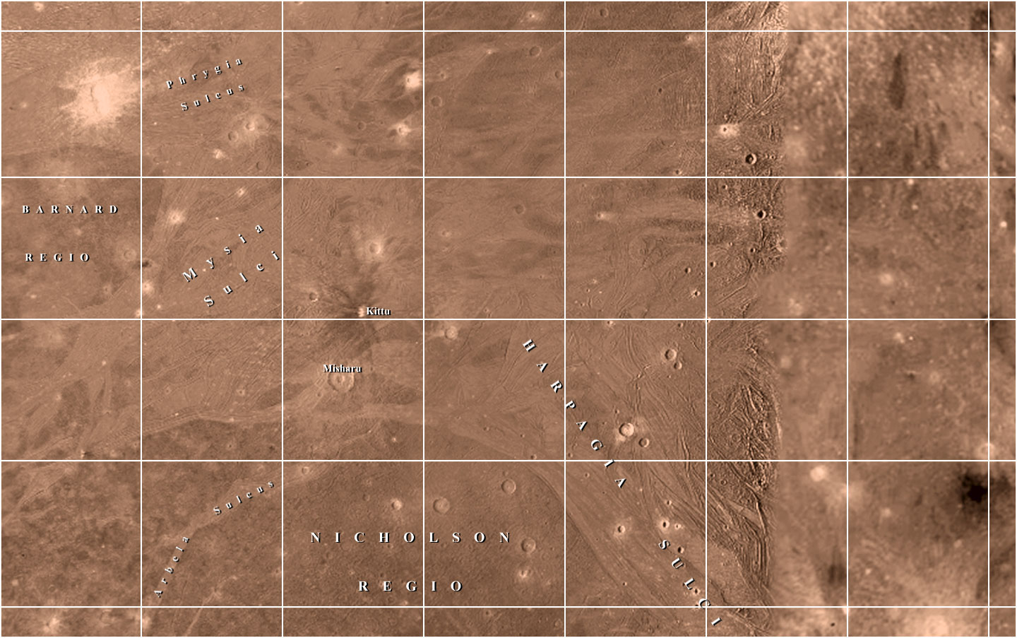 Mapa Ganymeda - Čtyřúhelník Misharu
