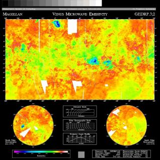 Mapa mikrovlnných emisí Venuše