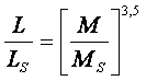 Vztah L/Ls = (M/Ms)^3,5